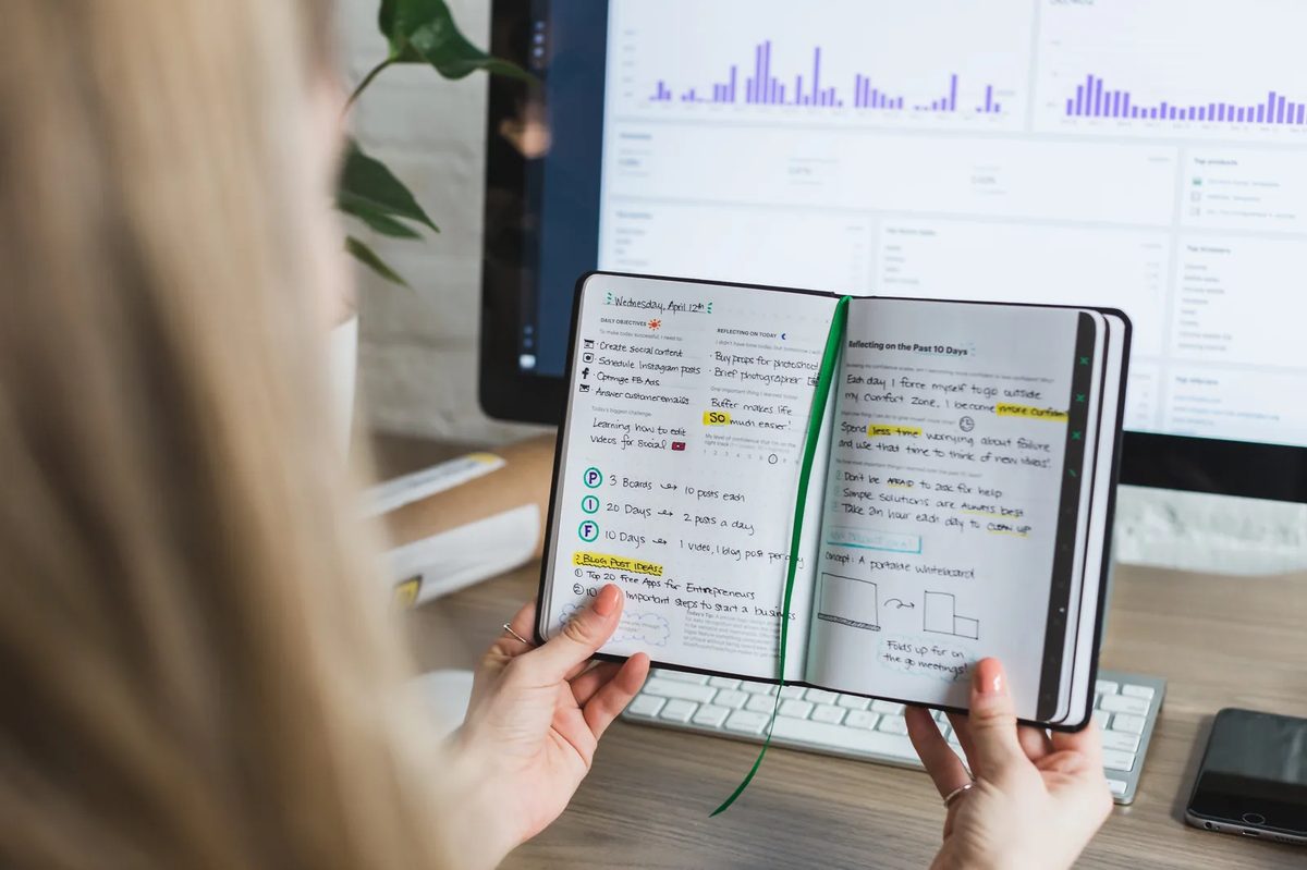 Planning notes on a desk